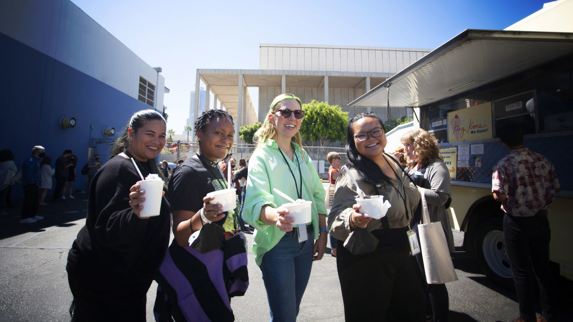 Staff enjoying ice cream.