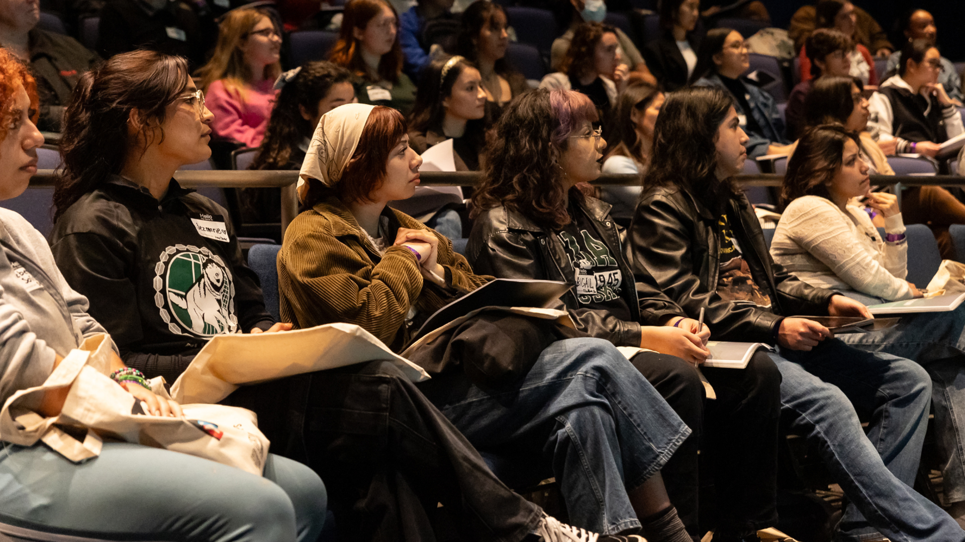 Group of students learn about theatre administration. 