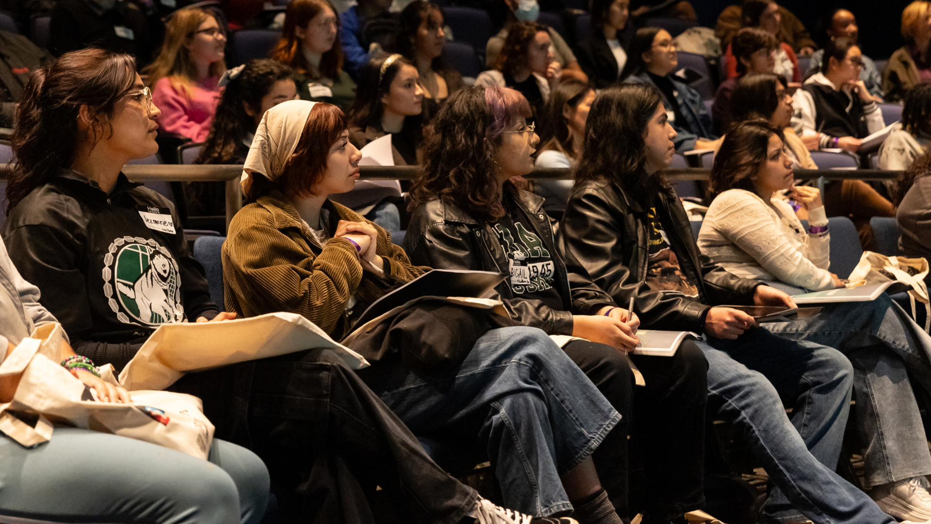 Group of students learn about theatre administration. 